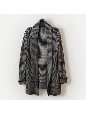 George Black & White Chunky Knit Cardigan - Large